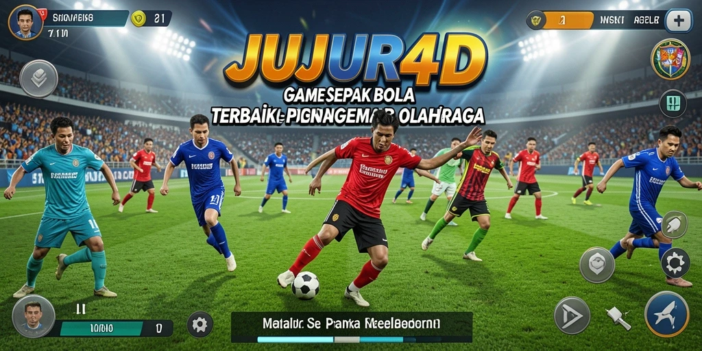 Screenshot JUJUR4D menampilkan aksi seru di lapangan sepak bola.