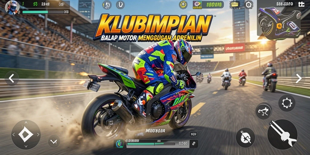 Gameplay seru dalam balapan motor yang mendebarkan di KLUBIMPIAN.