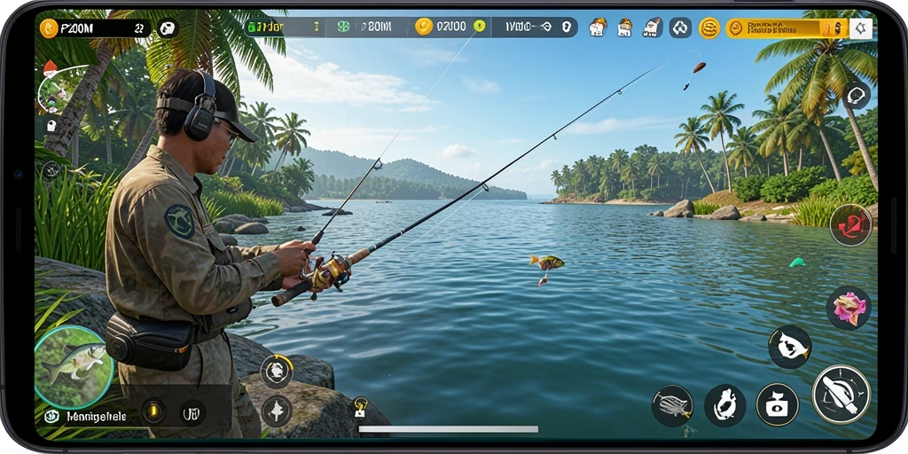 Screenshot P200M menunjukkan pengalaman memancing yang menakjubkan.