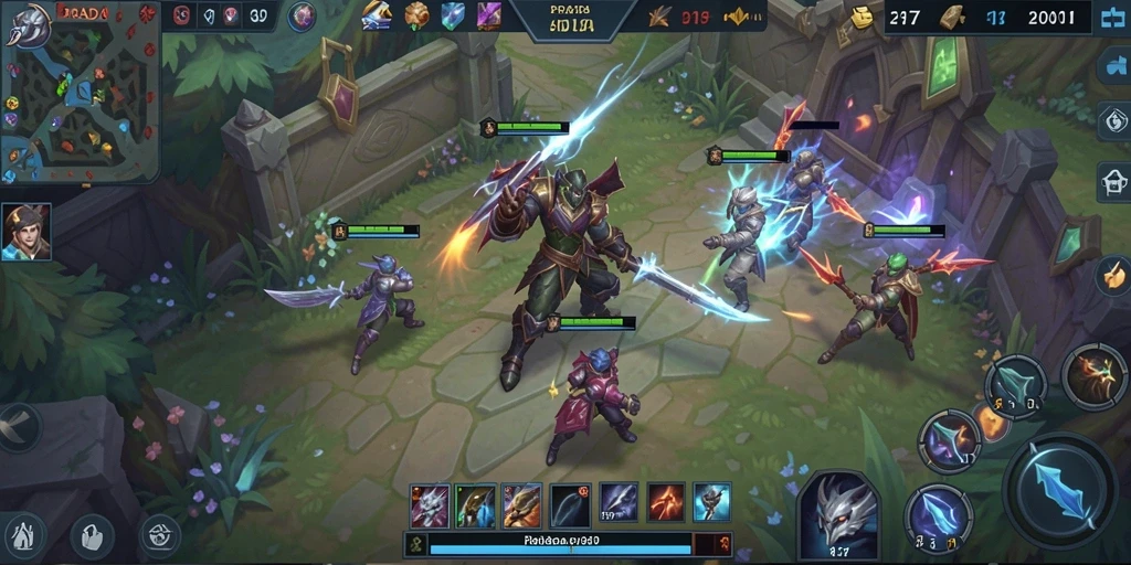 Tangkapan layar gameplay seru dari PRADA4D di medan perang MOBA.