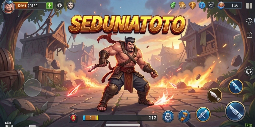 Tangkapan layar SEDUNIATOTO menampilkan aksi pertarungan yang seru dan intens.