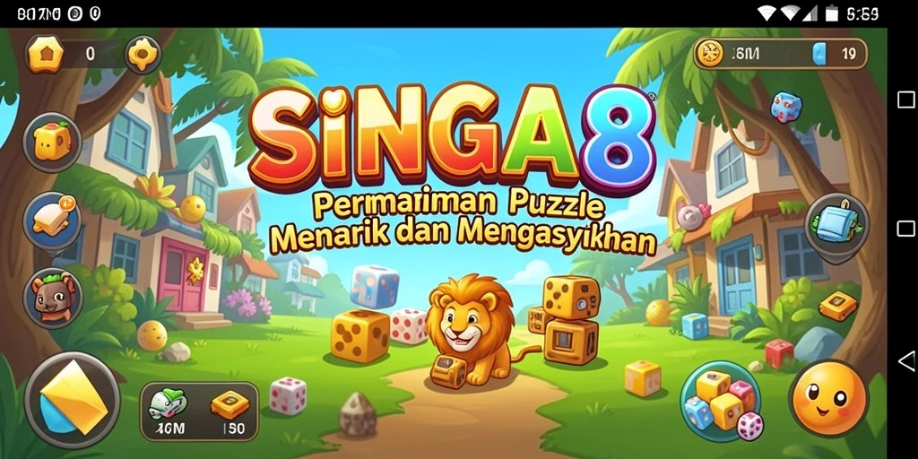 Tampilan gameplay SINGA8 yang penuh warna dan menantang.